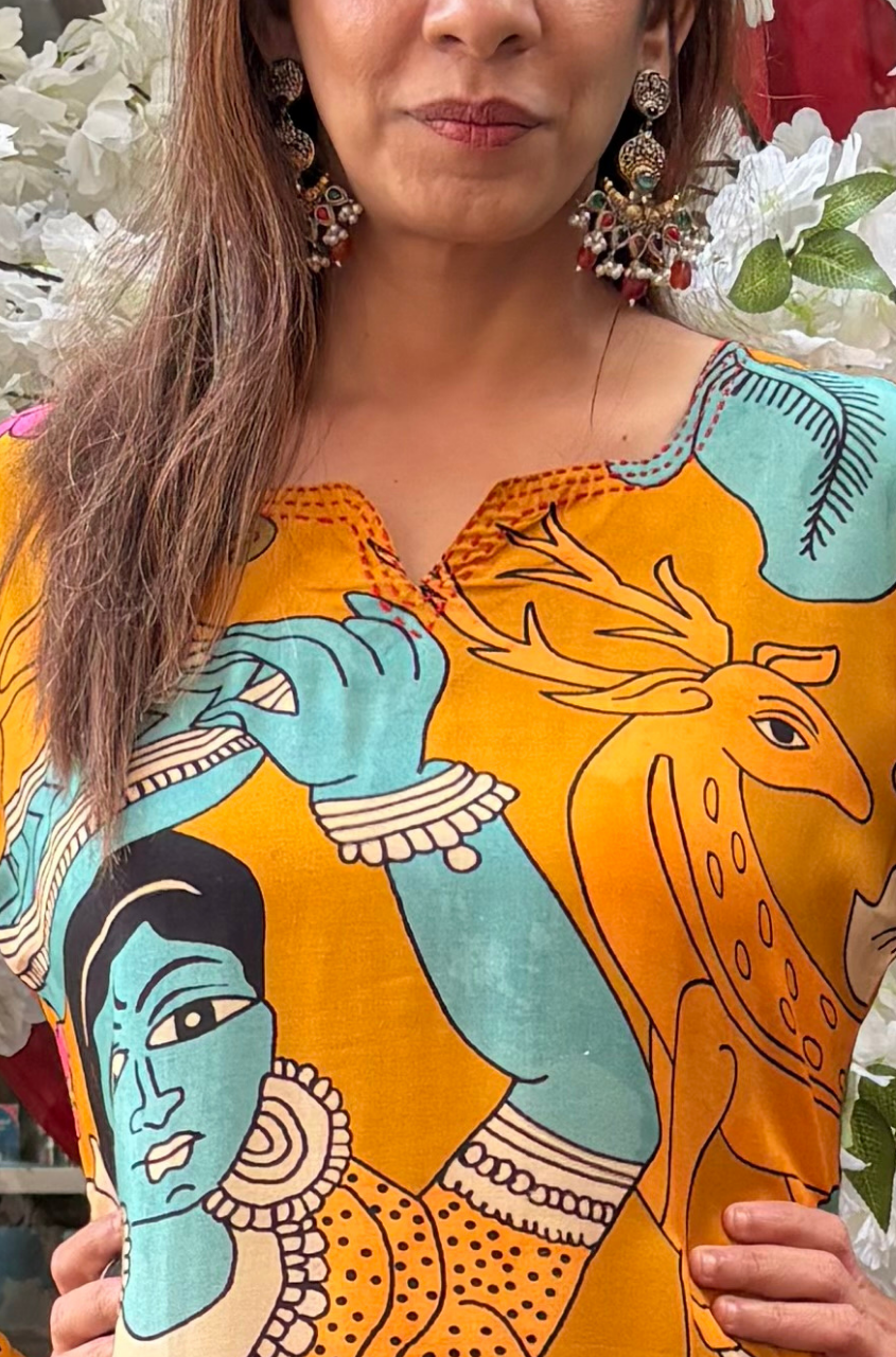 Elegant Artistic Folk Art Printed Kurta Co-Ord Set