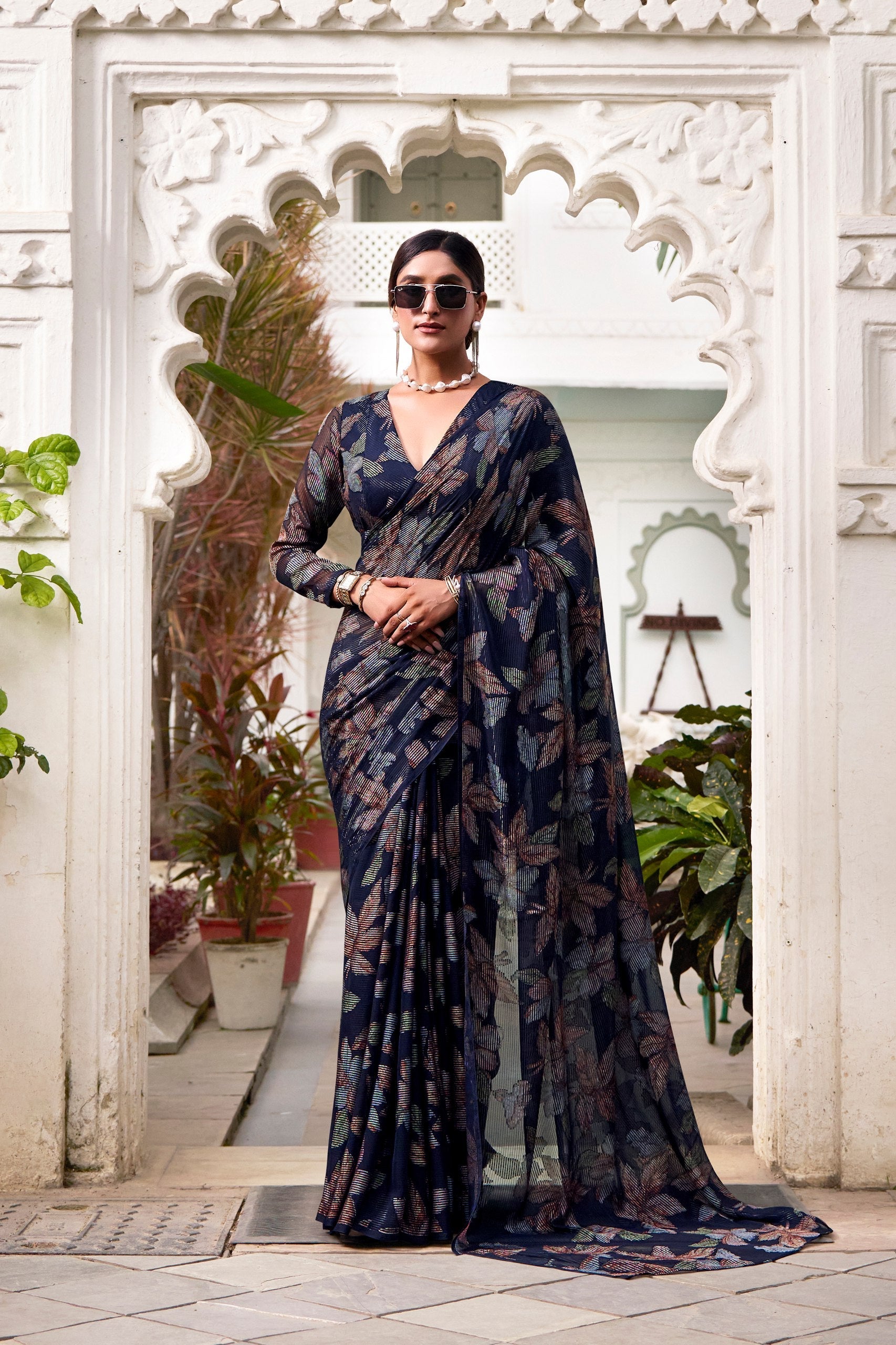 Floral Lurex Brasso saree