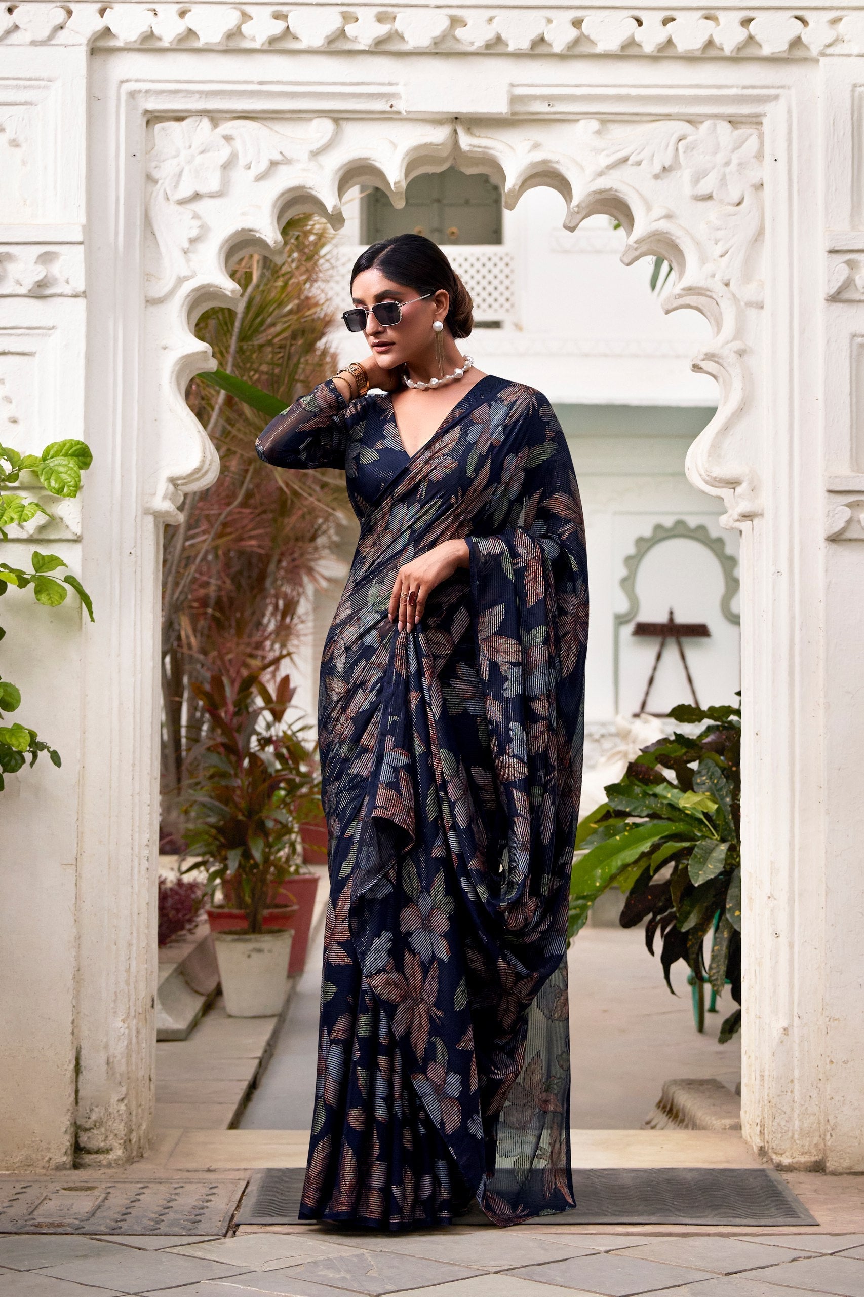 Floral Lurex Brasso saree