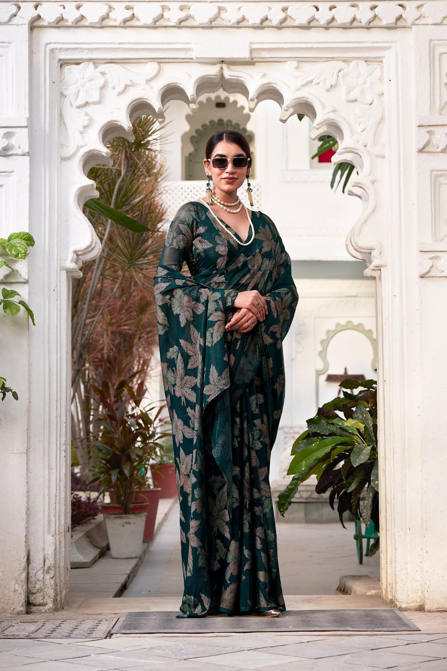 Floral Lurex Brasso saree