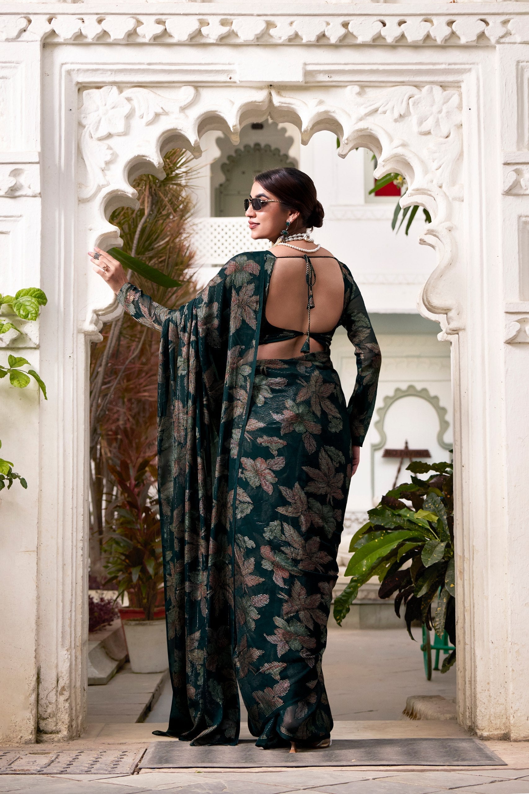 Floral Lurex Brasso saree