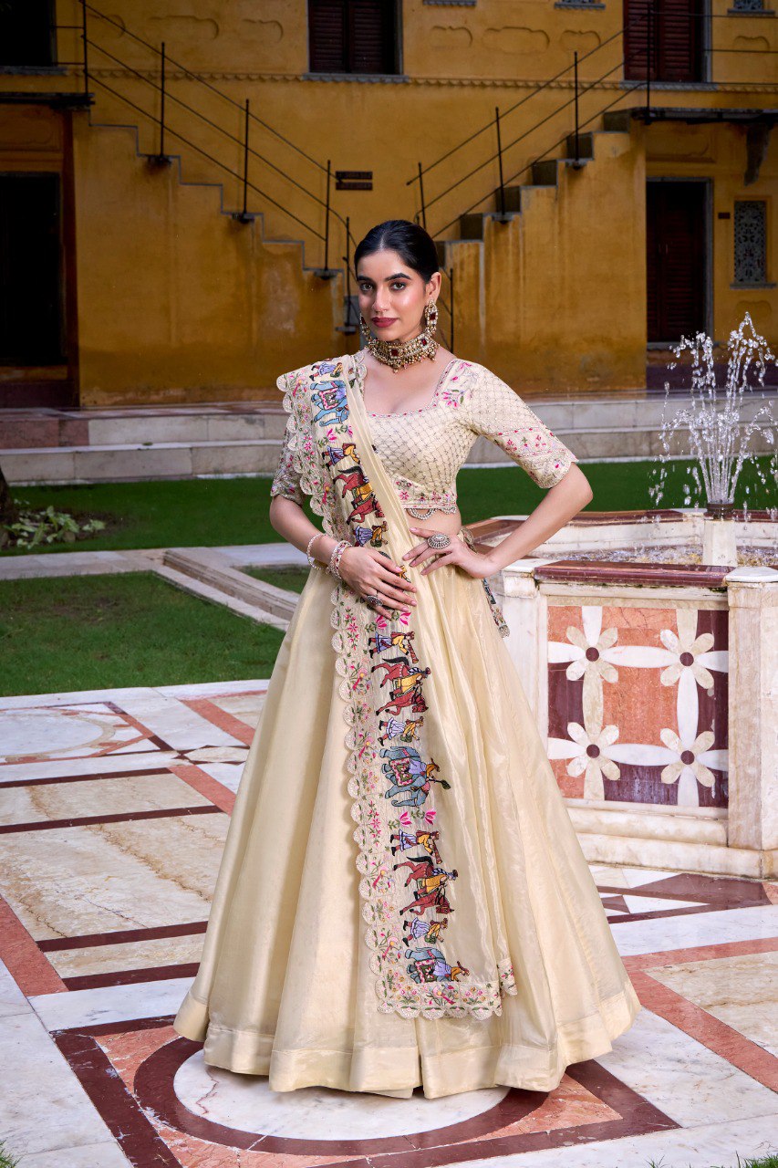 Raspberry Royale – Off White Lehenga Set