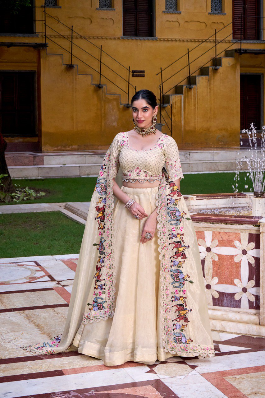 Raspberry Royale – Off White Lehenga Set