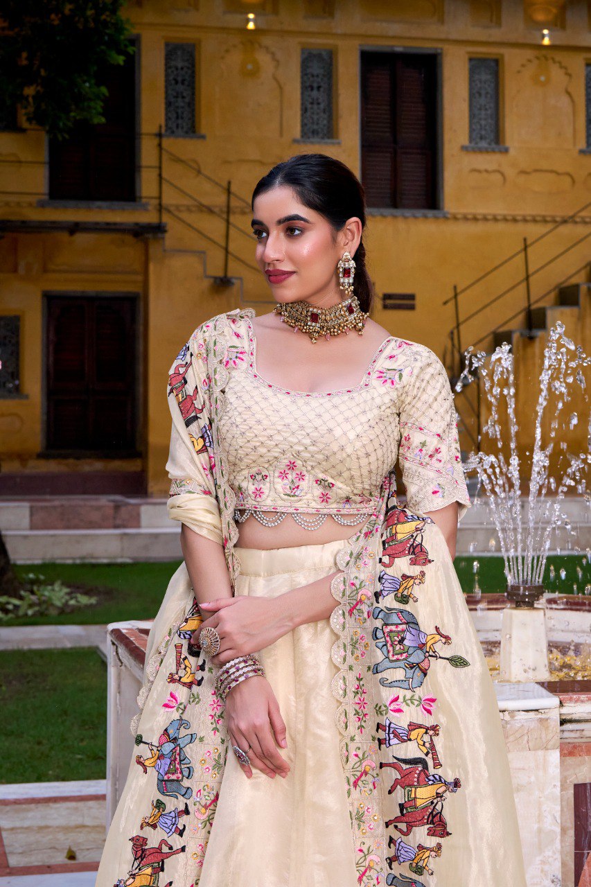 Raspberry Royale – Off White Lehenga Set