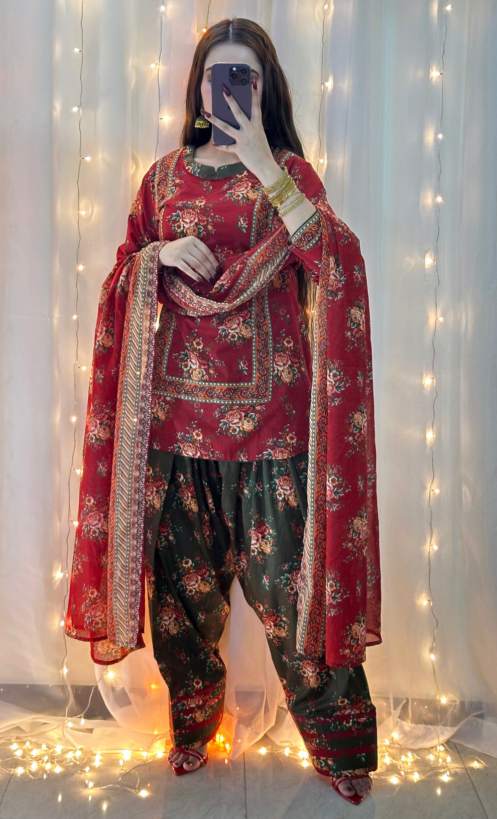 Floral Printed Ethnic Kurta Set with Dupatta