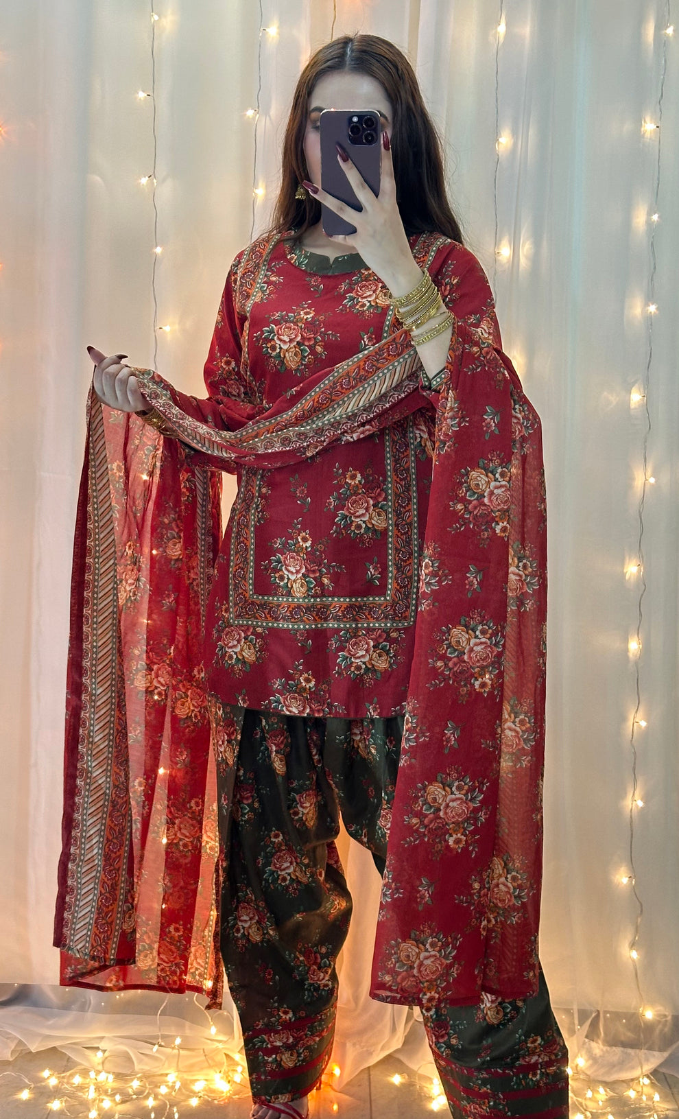 Floral Printed Ethnic Kurta Set with Dupatta