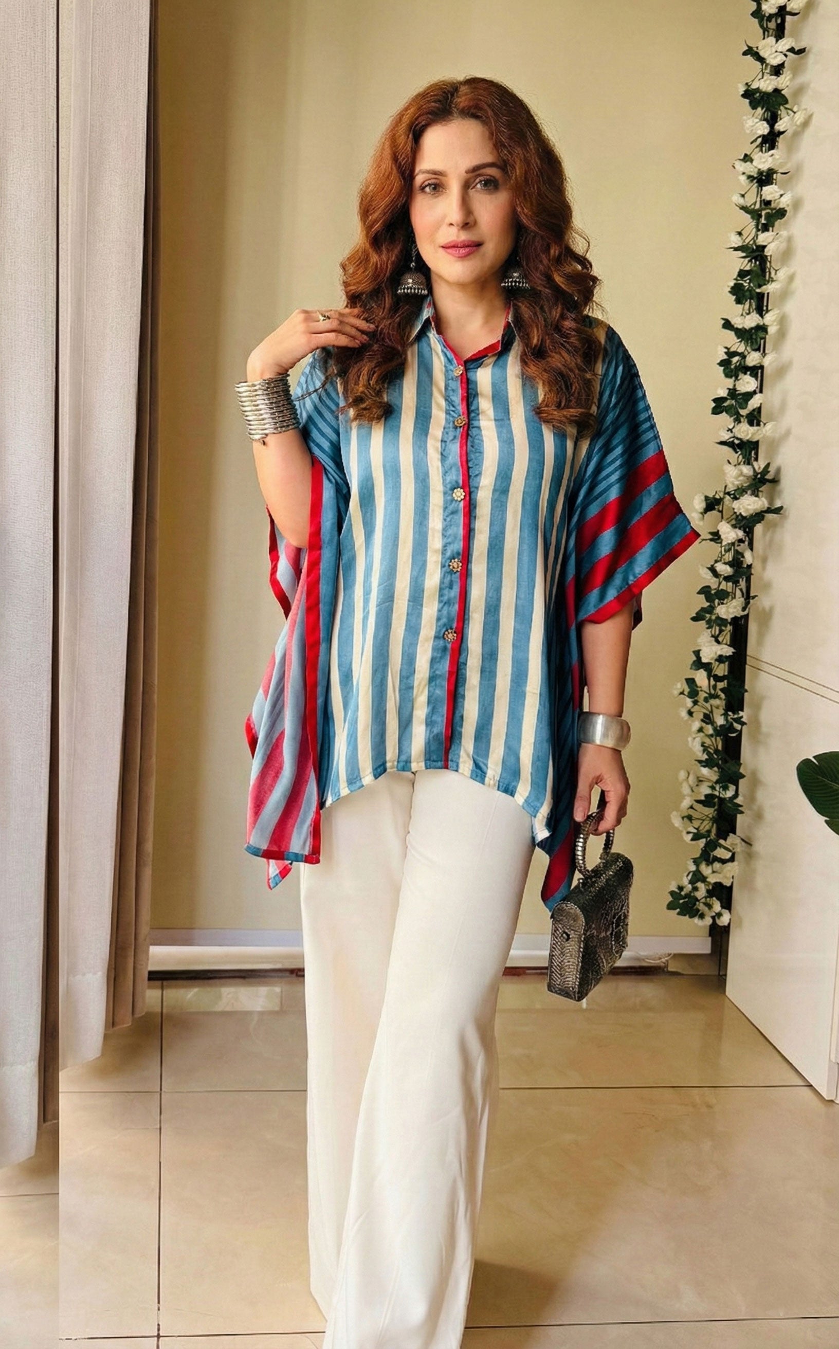 Everyday look with our Stripe & Shine Kaftan Top