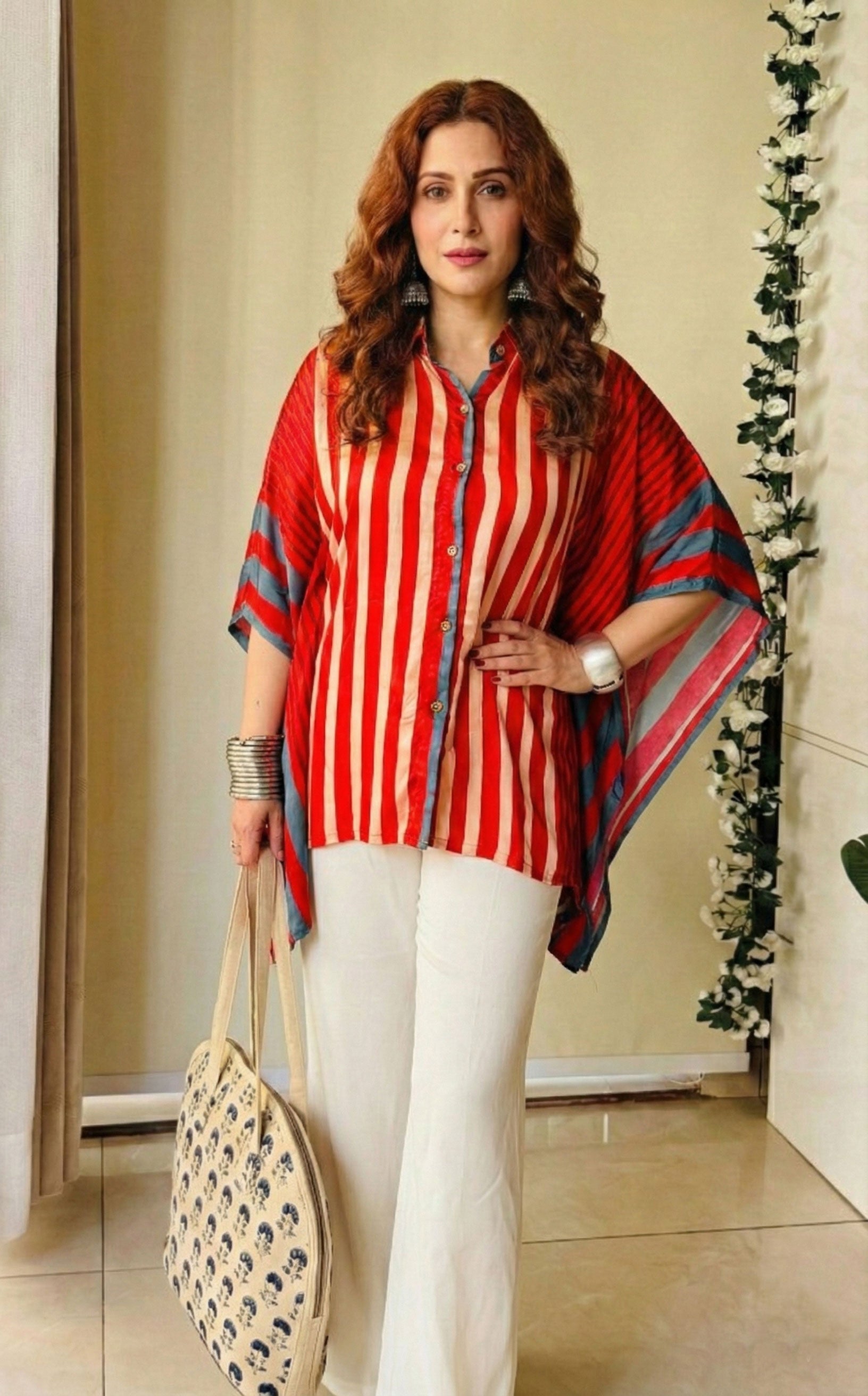 Everyday look with our Stripe & Shine Kaftan Top