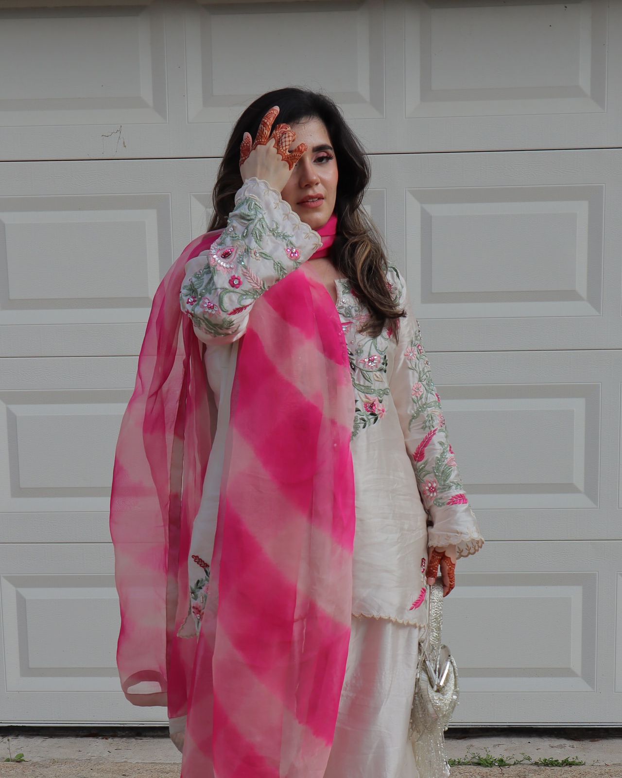 New Designer Collection In Natural Crep Silk Top-Bottom And Dupatta