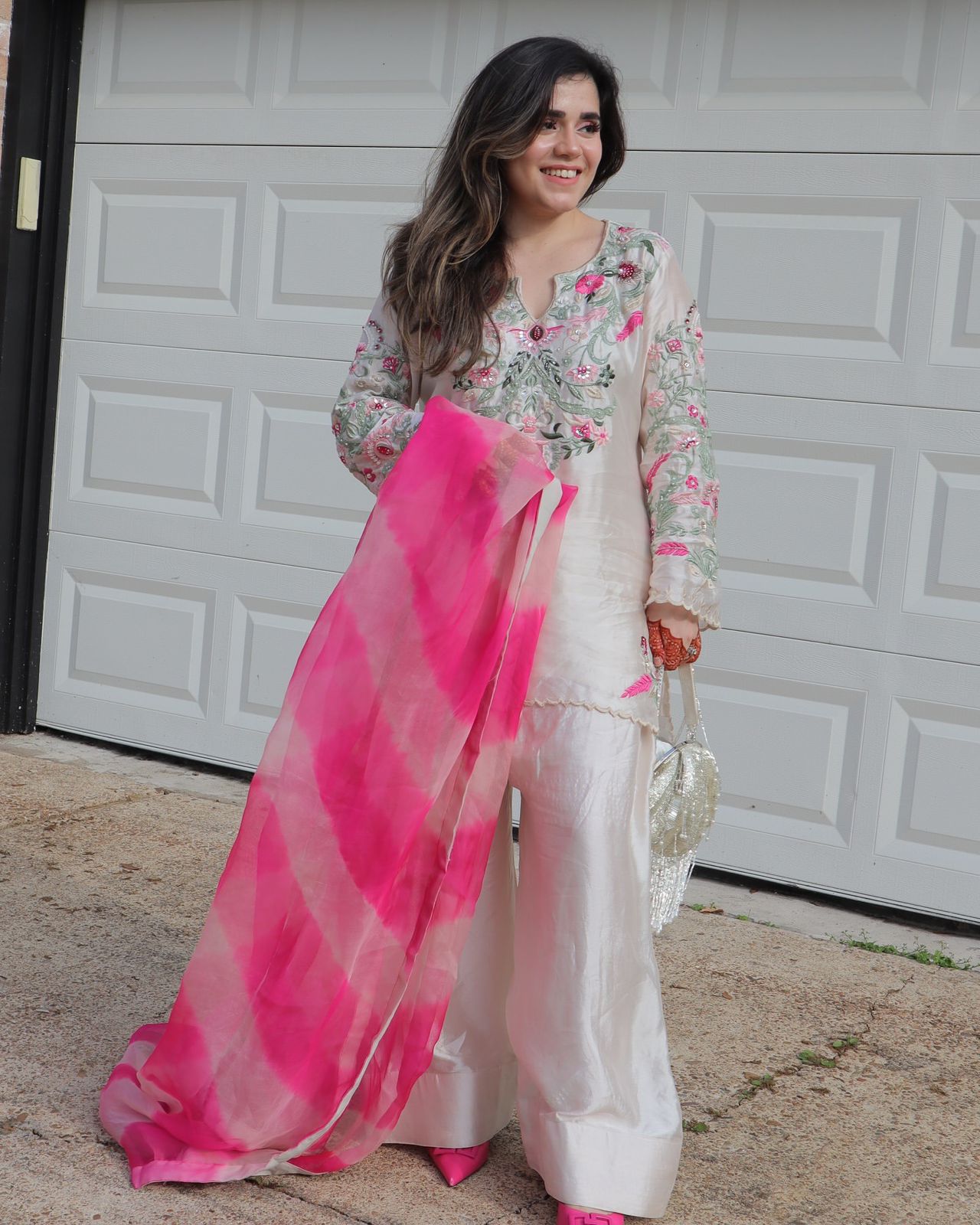 New Designer Collection In Natural Crep Silk Top-Bottom And Dupatta