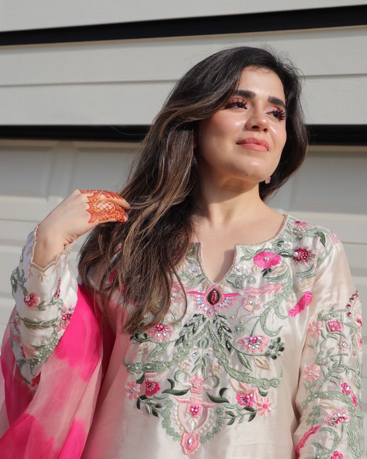 New Designer Collection In Natural Crep Silk Top-Bottom And Dupatta