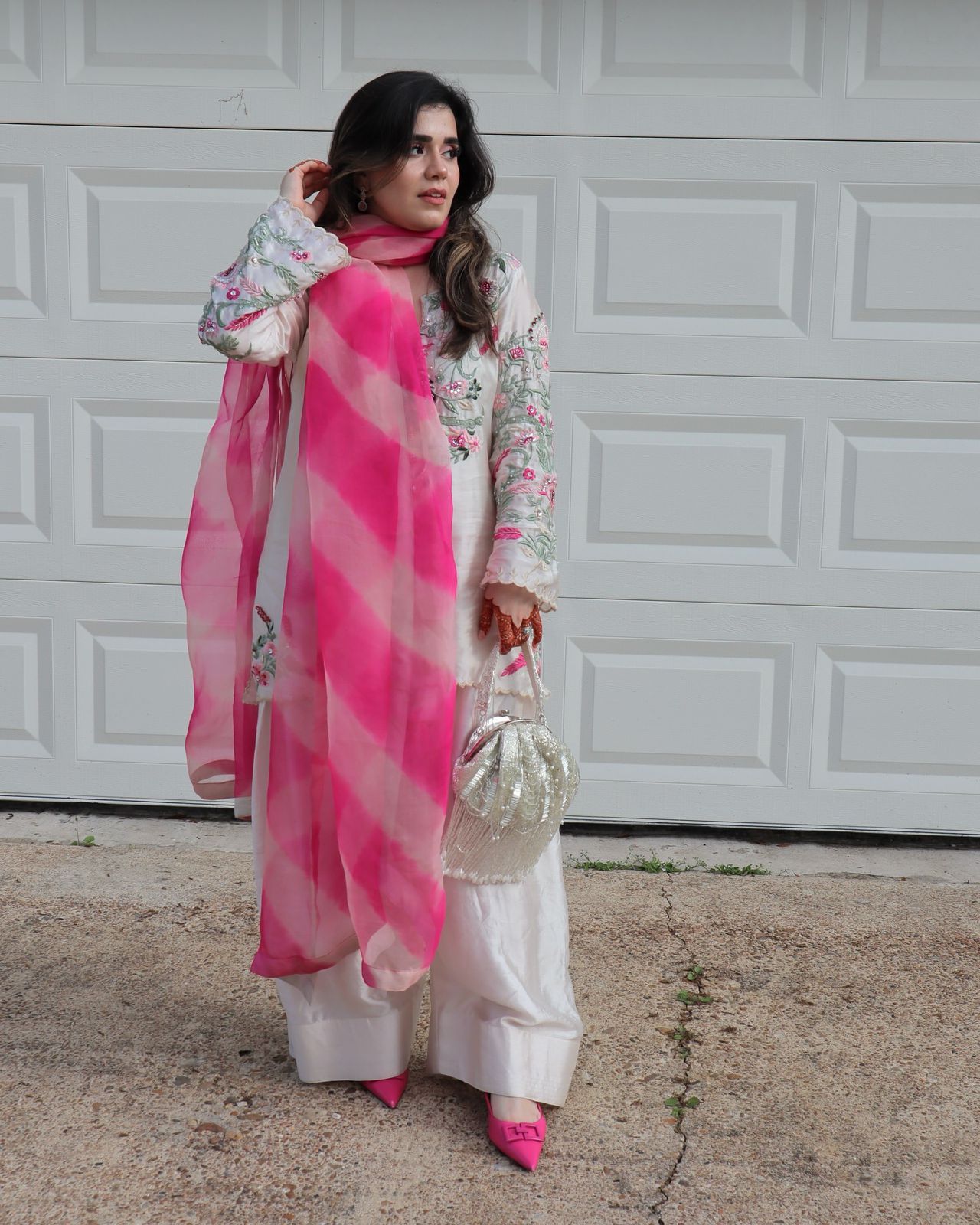 New Designer Collection In Natural Crep Silk Top-Bottom And Dupatta