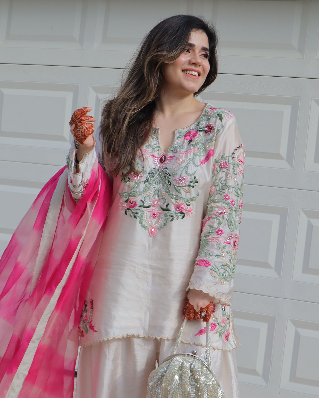 New Designer Collection In Natural Crep Silk Top-Bottom And Dupatta