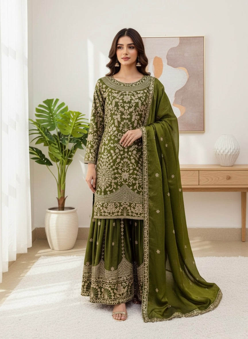 Designer Collection In GMY SILK Sharara Plazzo