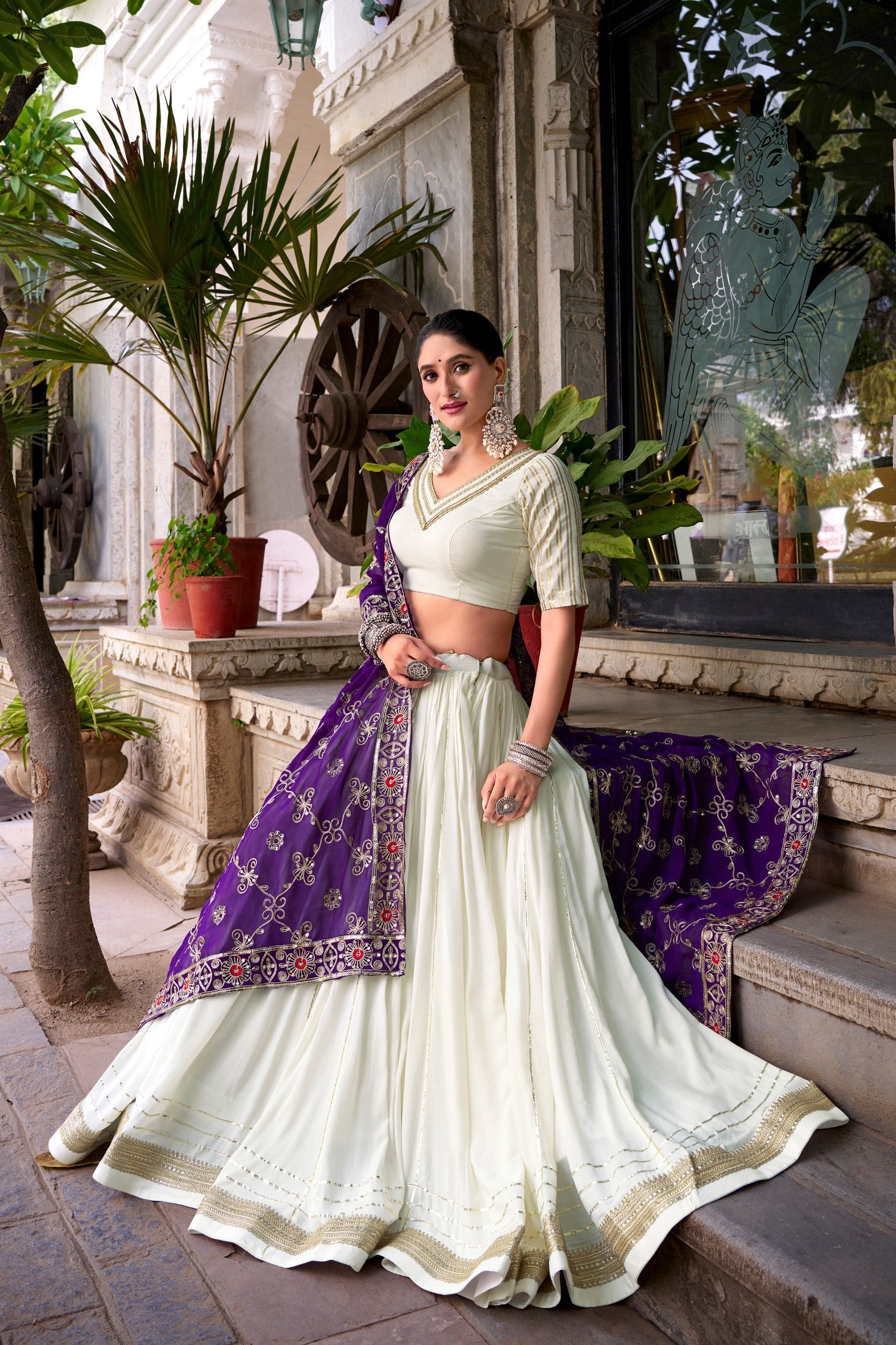 Rayon lehenga and blouse & georgette dupatta