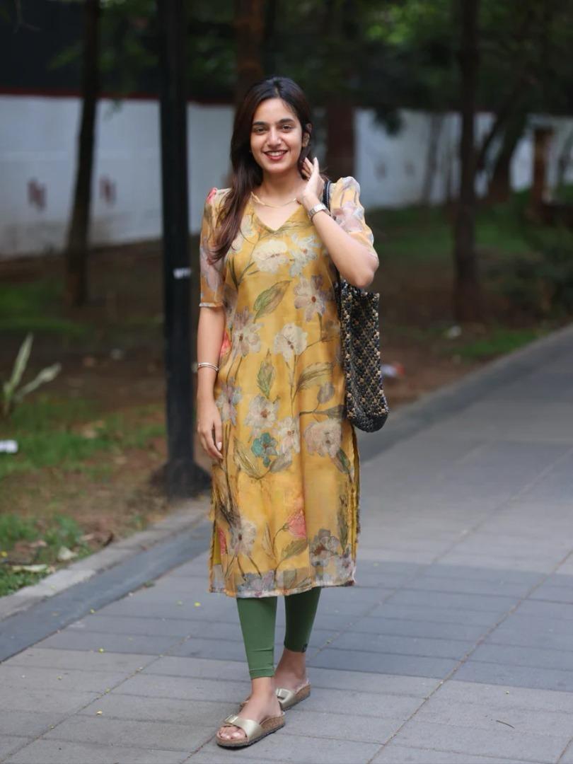 Mustard Floral Organza Top