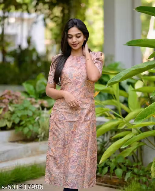 Classy Floral Printed Boat Neck Kurti