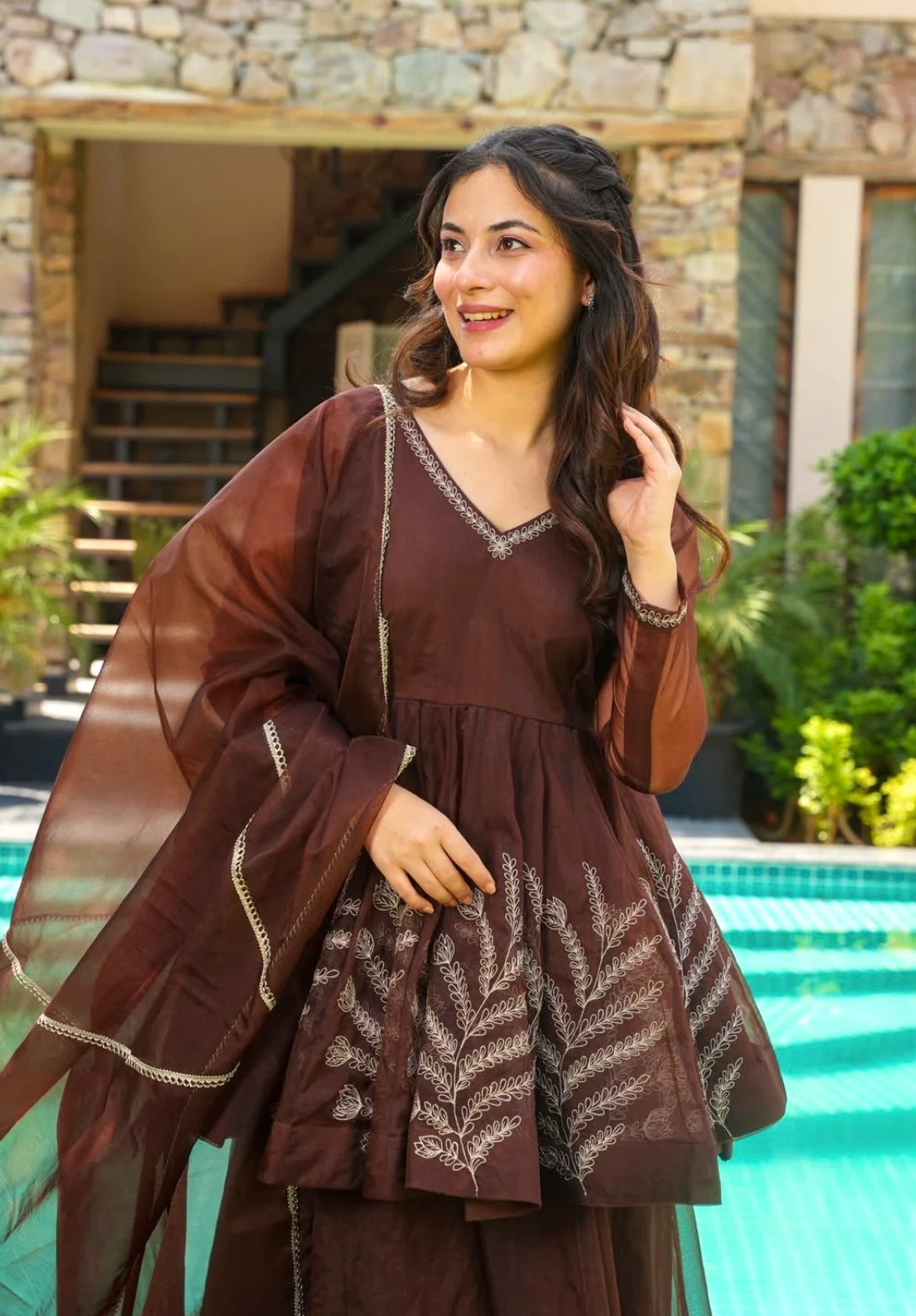 Chocolate Brown Sharara Set