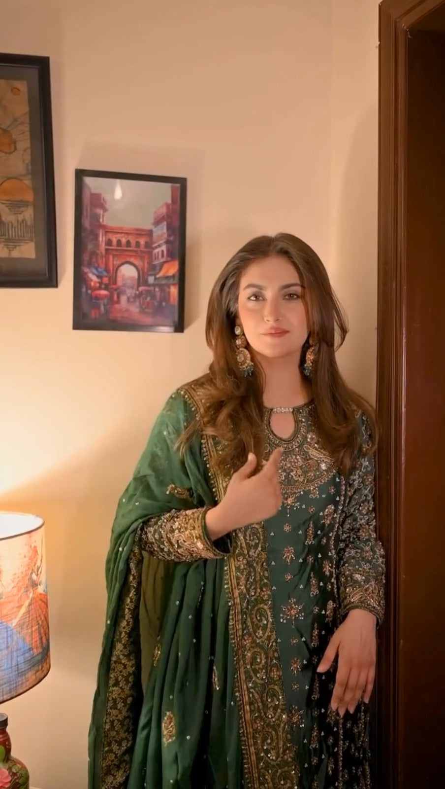 Crafted traditional suit deep emerald green and royal purple