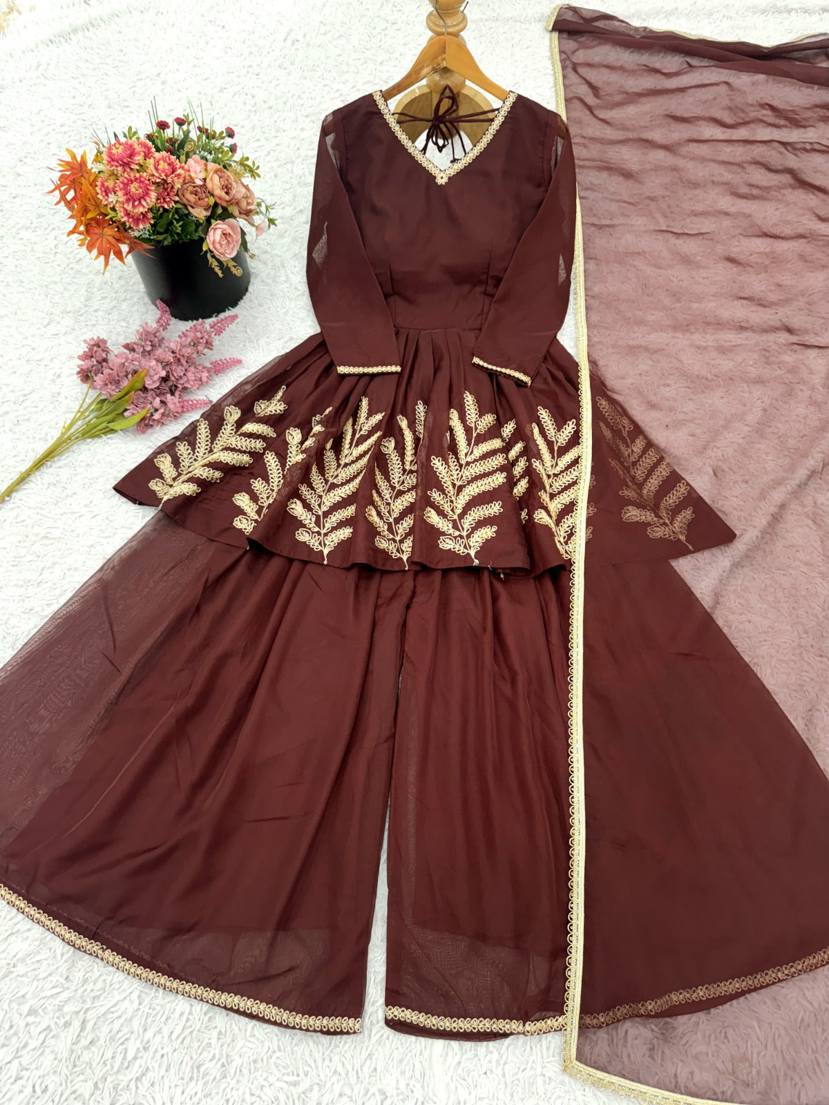 Chocolate Brown Sharara Set