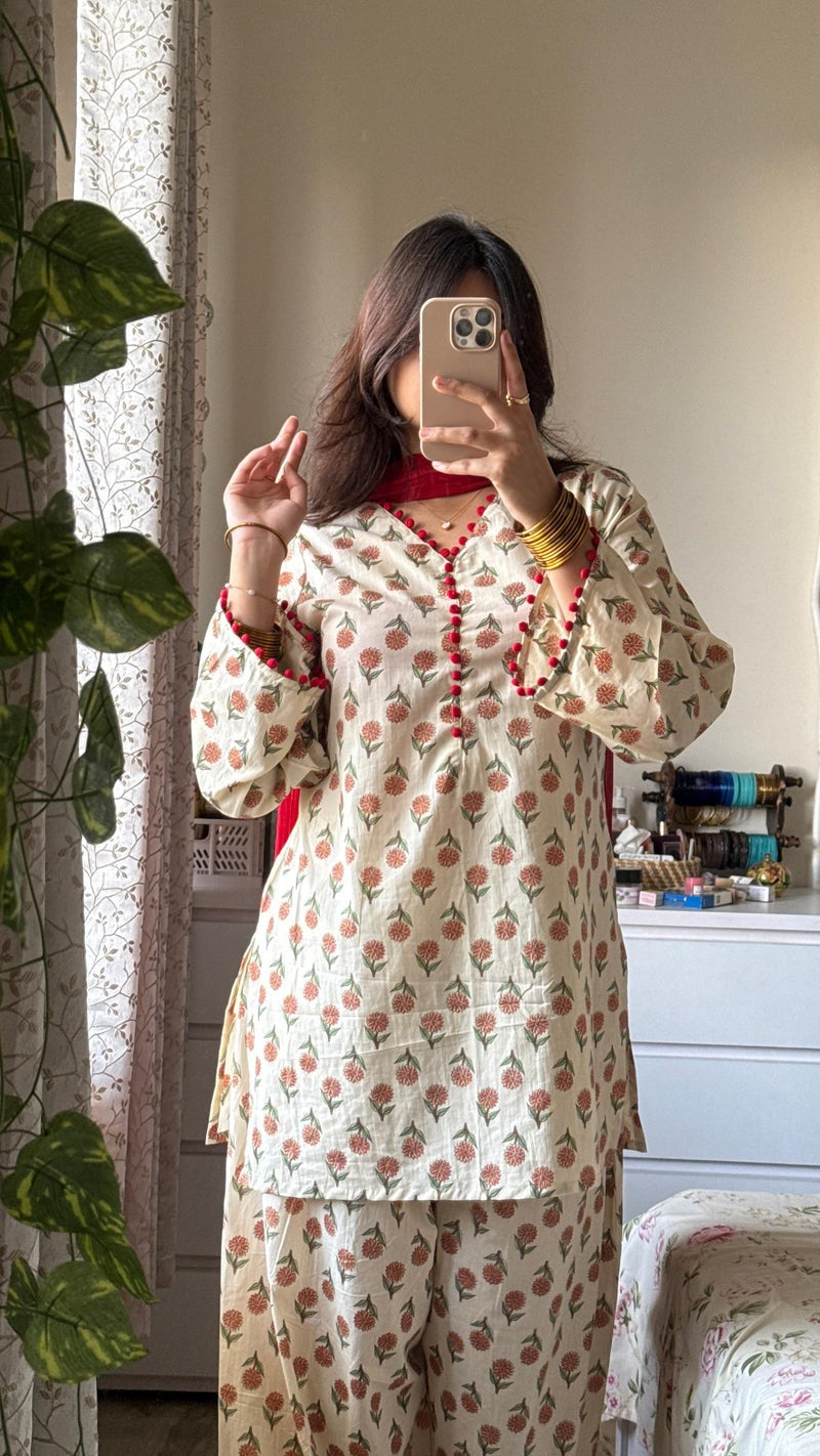 Leffy Floral Printed Kurta Pant 2 piece Set